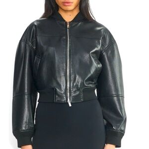 NWT Relaxed UnReal Leather bomber jacket
